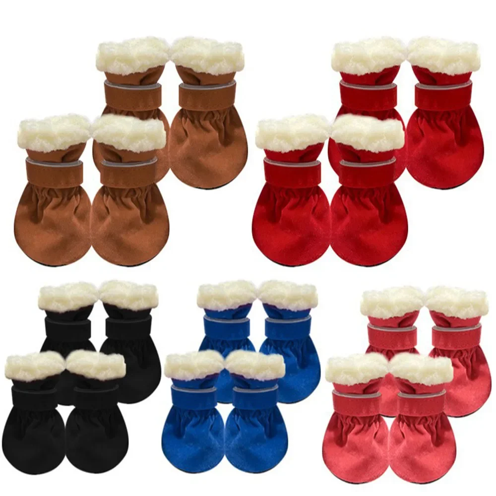 Dog Snow Boots Dog Shoes for Winter Warm Plush Dog Boots for Small Medium Puppies Pet Boots & Paw Protectors with Anti-Slip Sole