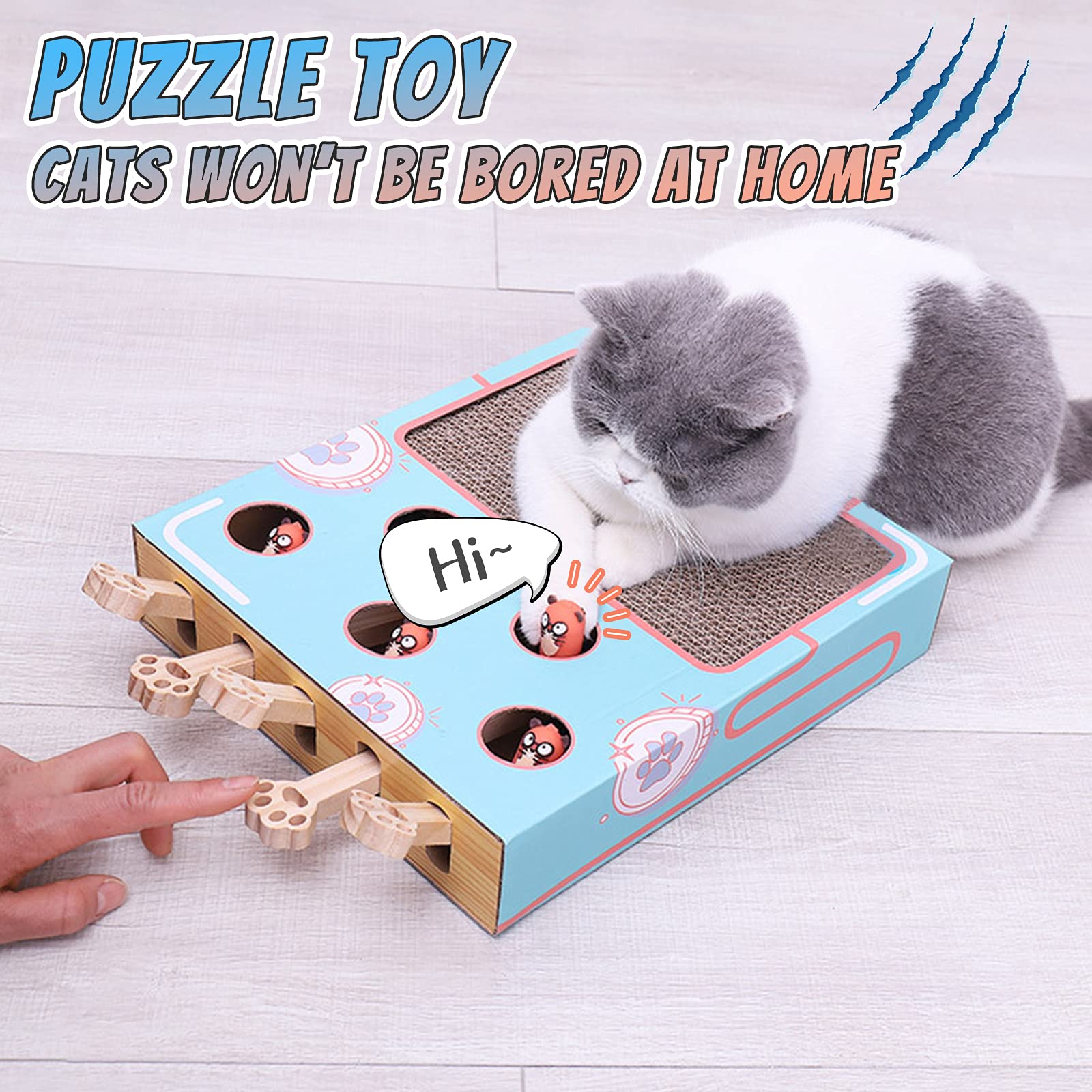 3 In 1 Cat Toys Interactive Cat Scratching Board Chase Hunt Mouse With Scratcher Funny Cat Stick Cat Hit Gophers Maze Tease Toy