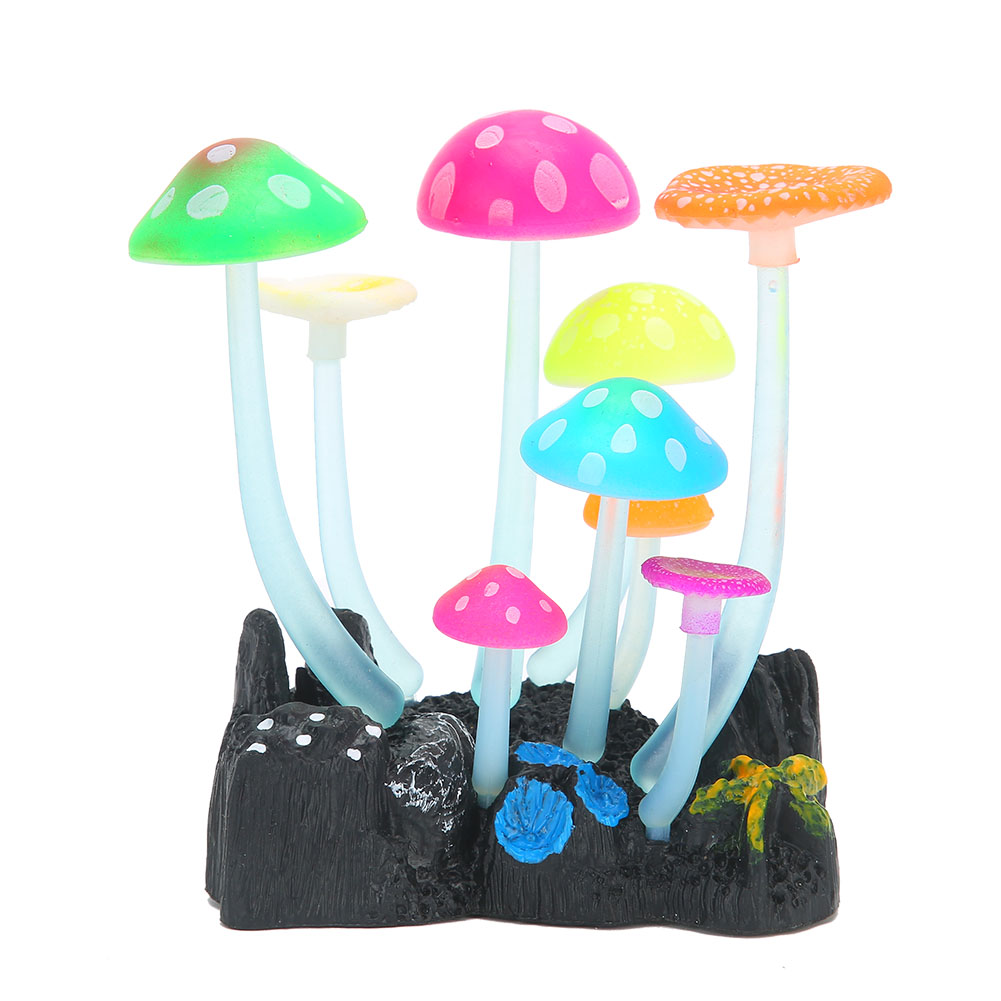 Artificial Luminous Water Plant Mushroom for Aquarium, Fish Tanks, Landscape Decorations, Thick Stems, 9 Mushroom