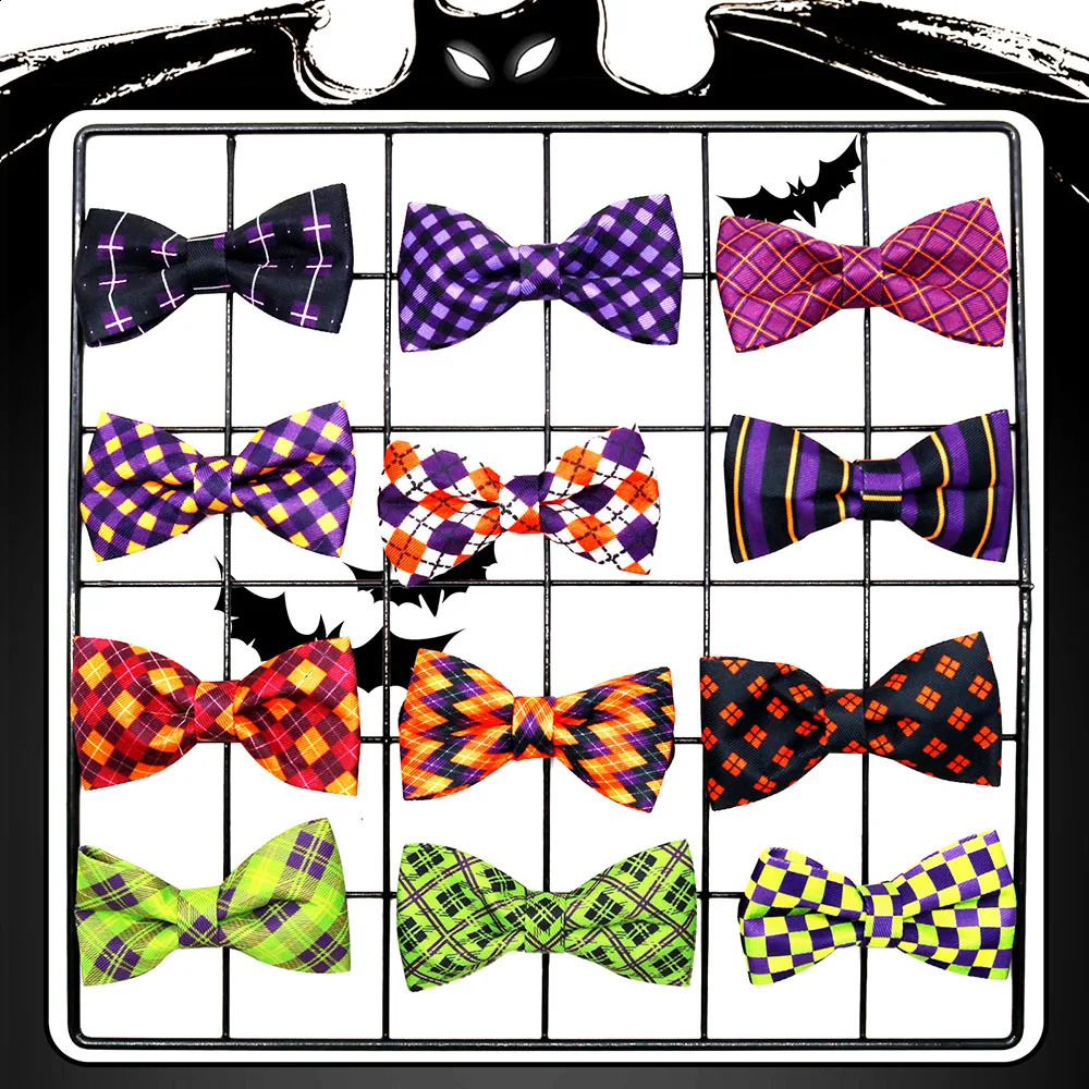 20 pet collars Halloween series dog bow tie adjustable classic plain pet collar dog grooming accessories 240914