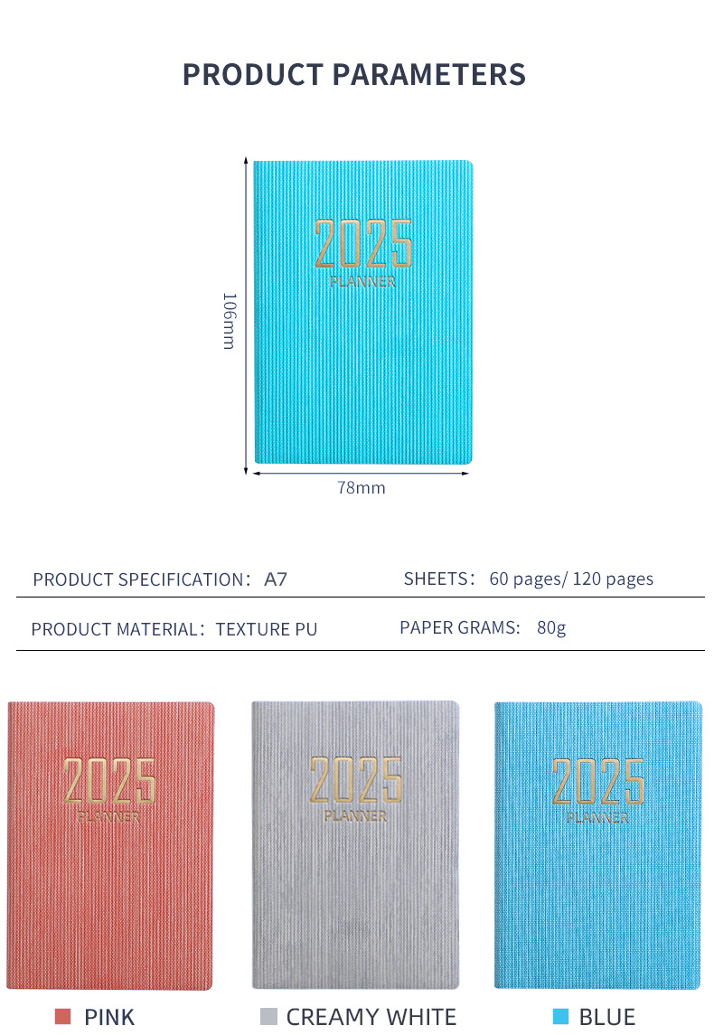 2025 Minimalist Pocket Planner - Compact, Hardcover Design for Daily Planning and Organization