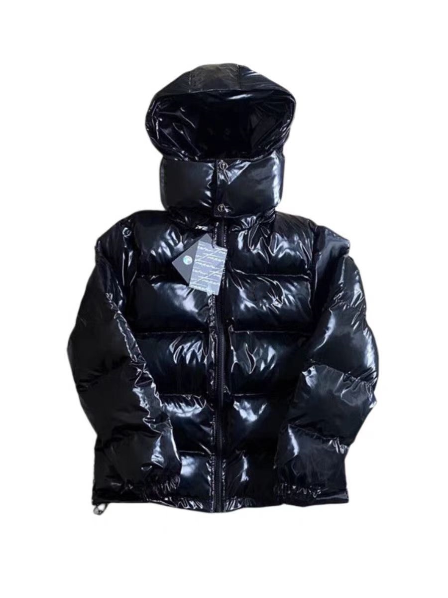 Men's down jacket parka Coat Men Women Embroidery winter puffer Jacket Shiny Black Irongate Jacket Detachable Hood High Quality Thick Warm Winter