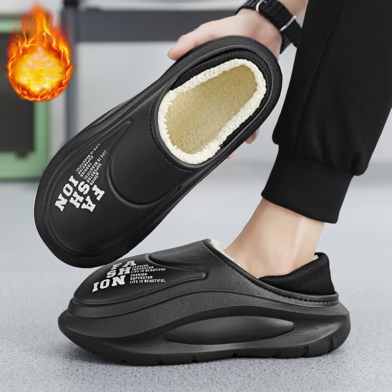NEW Winter Men Women Warm Slippers Cotton Slippers Outdoor Indoor Home Non-Slip Shoes Men's Bedroom Warm Plush Slippers 36-45
