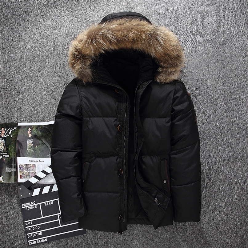 Down jacket men faux fur coat Casual Men Fur Hood Winter Jacket Windproof Thick Winter -clothing Outerwear Men Parkas 240830CJ