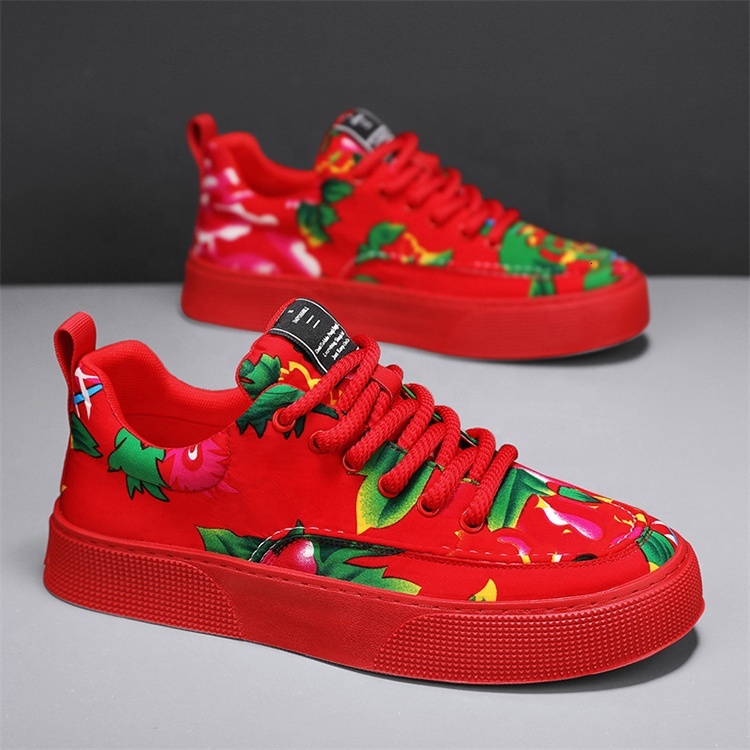 Y Red Green Men's 2024 New Big wer Tide Thick-soled Heightened Board Breathable Cloth Sneakers Casual Shoes For Men