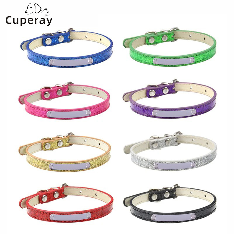 Bling Leather Cat Collar Personalized Name Collar for Cats Small Dog Puppy Necklace Kitten Accessories Nameplate Free Engraving