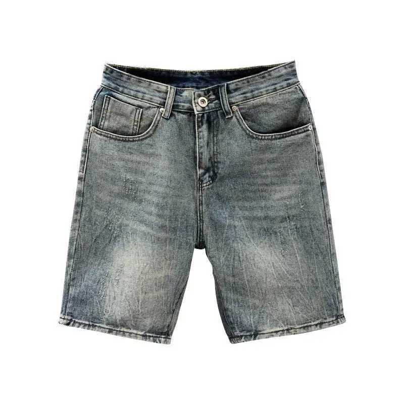 Fashion 2024 Cowboy Korean Luxury Retro Vintage Mid-Length Denim Shorts Mens Casual Brand Slim-Fit Knee-Length Jeans for SummerX240914