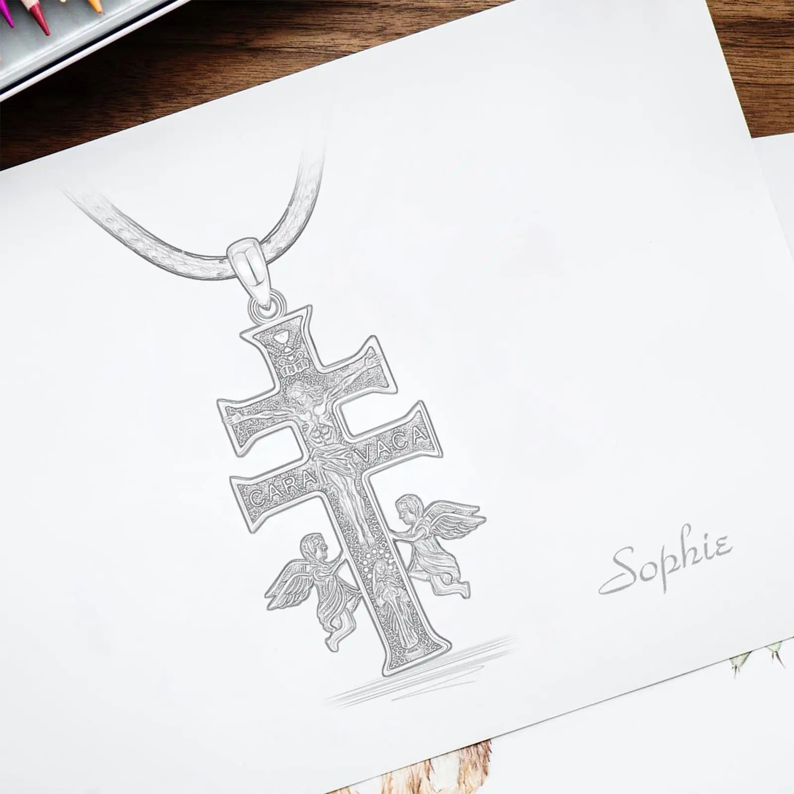 Eudora 925 sterling silver Karawaka cross necklace Jesus angel retro amulet pendant mens religious personality jewelry gift 240912