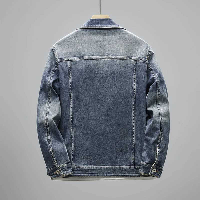 High quality new blue denim jacket with simple design letters embedding trend mens jacket top of the line mens jacket jeans mens jacket W240914