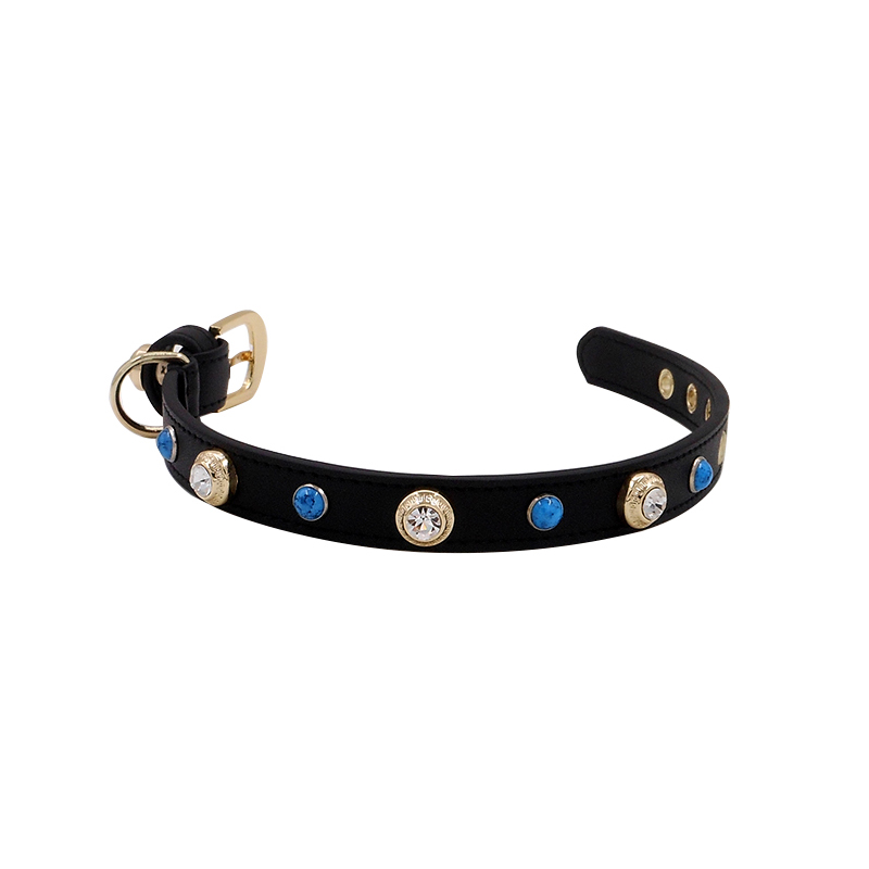 urious Dog Pet Collar Cat Necklace Accessories Bg Rhie Custom Designer Genuiner Blue Turquoise Leather