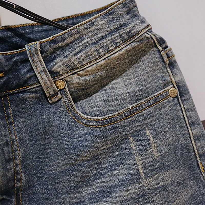 Summer Fashion Mens Hole Denim Shorts Jeans New In Blue Baggy Shorts For Men Jeans PantsX240914