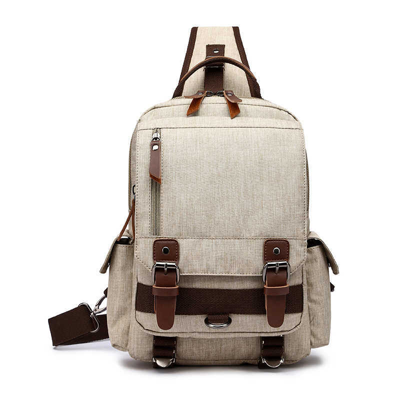 Straight college wind water splash proof Oxford cloth backpack messenger chest bag men women 240915