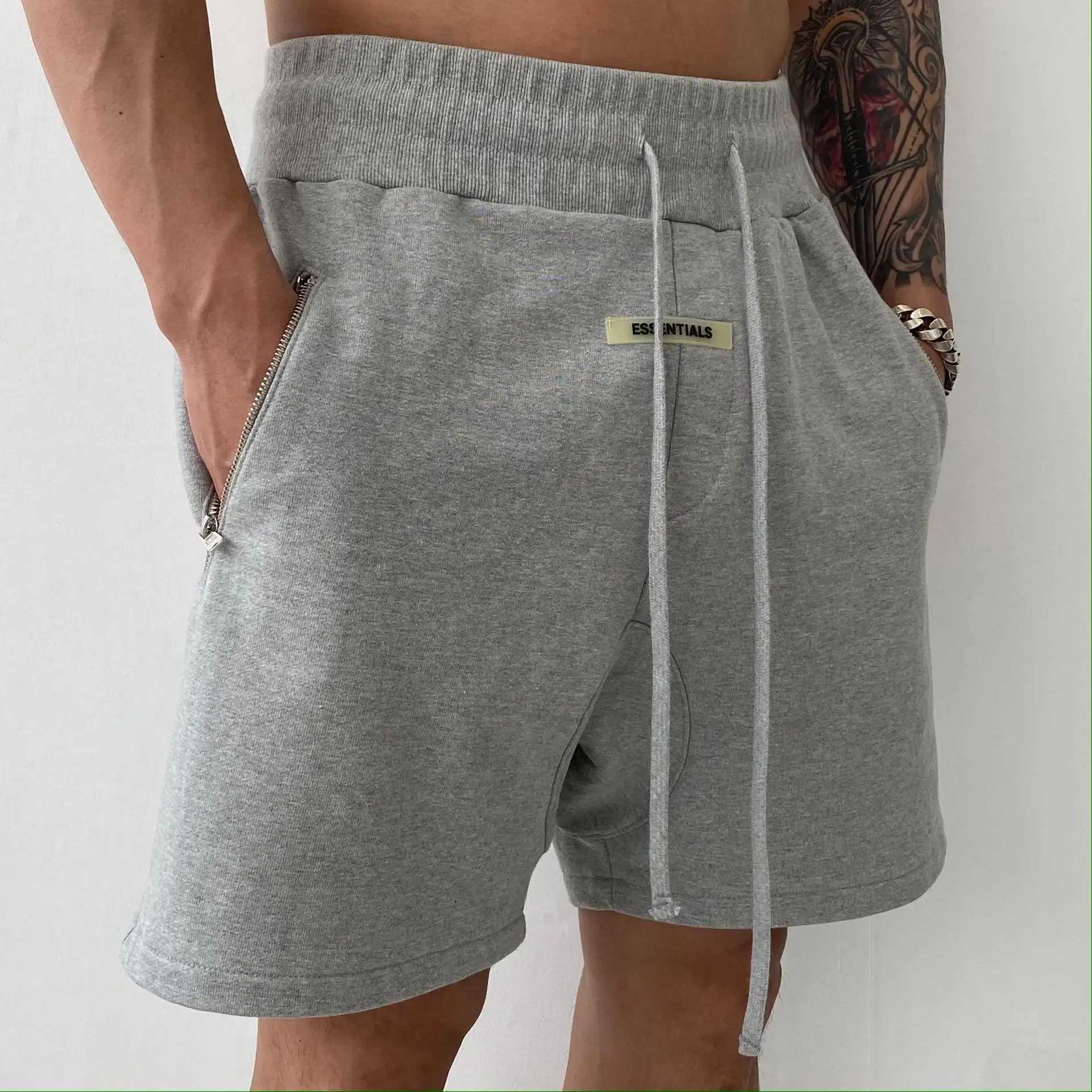 Running Shorts Summer GYMS Sportswear Men Jogging Outdoor Sports Shorts Fitness Man Cotton Breathable Zipper pocket Clothing Y240914
