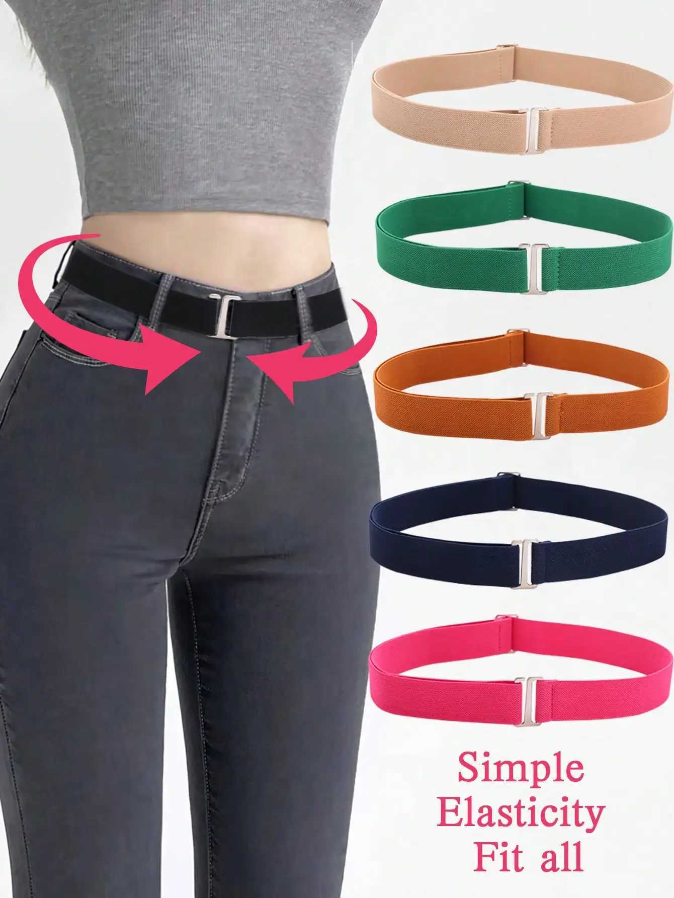 1pc Womens Elastic Comfortable Adjustable One-Size Anti-Slip Pants Belt Fits MostX240914