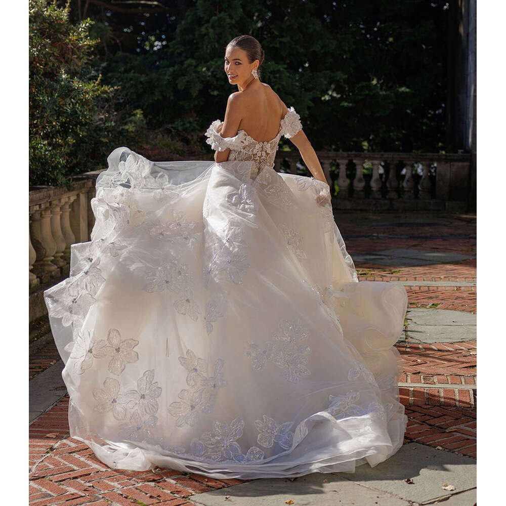 Dresses Illusion Wedding Ball Gown Off The Shoulder Appliques Backless Or Length Bride Dress Vestido De Novia Custom Made