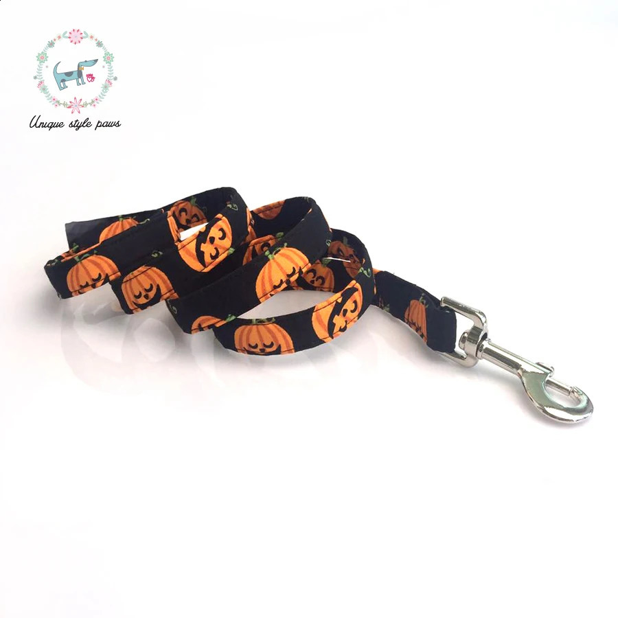 Halloween pumpkin collar and belt set with bow dog and cat necklaces dog belts for pet gifts 240914