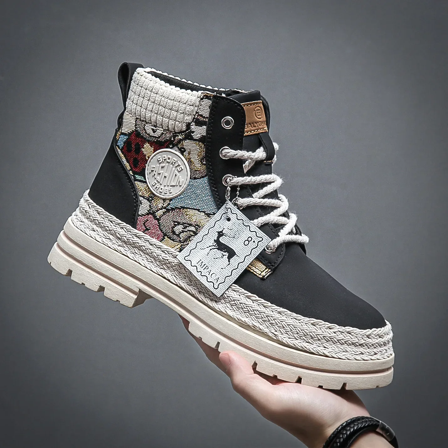 Men's Boots Autumn/winter Thick Sole High Top Lace-up Flat Heel New British Style Work Boots Casual Trend Man Boots