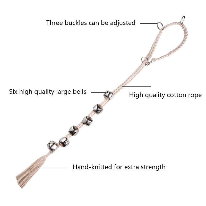 Dog Doorbell Hanging Training Bell Hand-woven Cotton Rope Dog Out Alarm Bell Lanyard Adjustable Guide Dog Doorbell Dog Door Bell