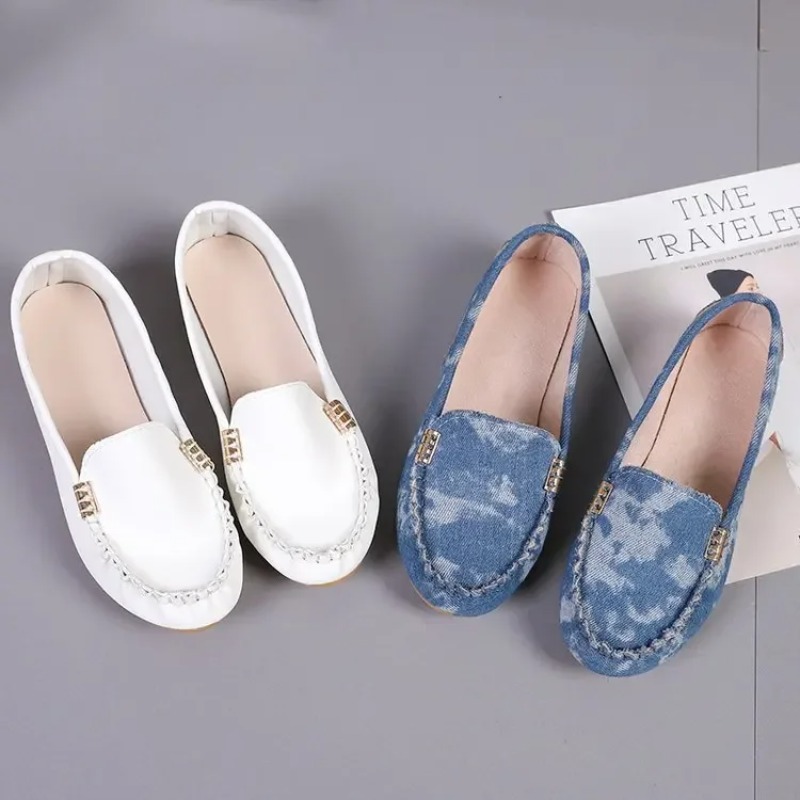 Casual Spring Autumn Flat Loafer Slips Soft Round Toe Denim Jeans Plus Size Zapatillas De Mujer En Oferta Envío Gratis Sneakers