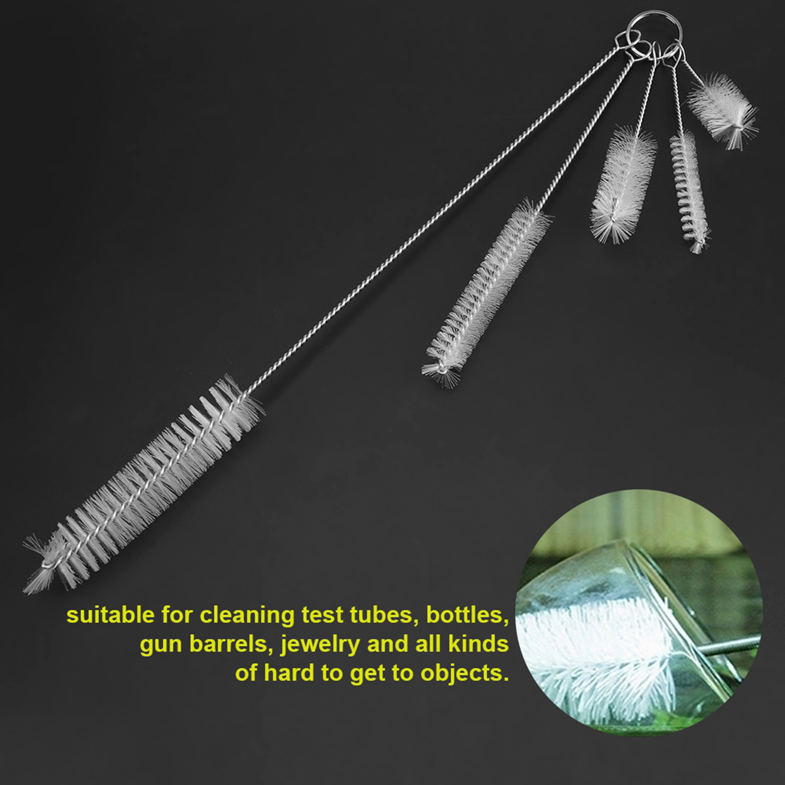 Stainless Steel Washing Brush for Aquarium, Fish Tank Filter, Water Pump Tube, 5Pcs