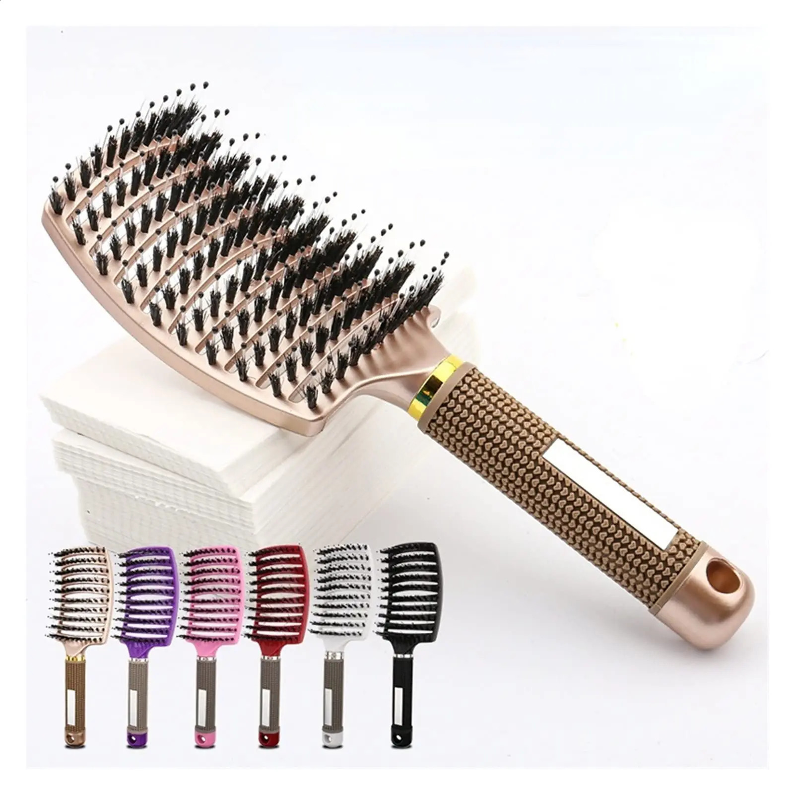 Salon Hair Brush Comb Detangling Women Wet Massage Bristle Nylon Hairdressing Hairbrush Styling Tools 240911