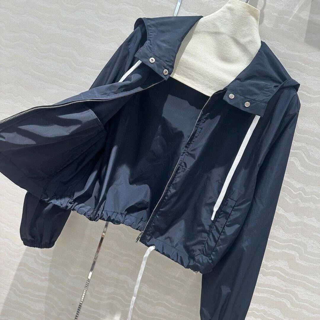 2024 Autumn New Navy Blue Color Hoodie Brushed Long Sleeve Casual Jacket Womens Zipper Flying Street Clothing Loose Jacket W240914