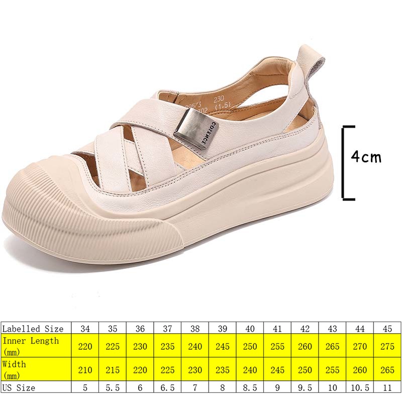 Koznoy 4cm Weave Cow Genuine Leather Summer Fashion Sandals Slip on Women Sandal Slippers Pumps Platform Wedge Hollow Flats
