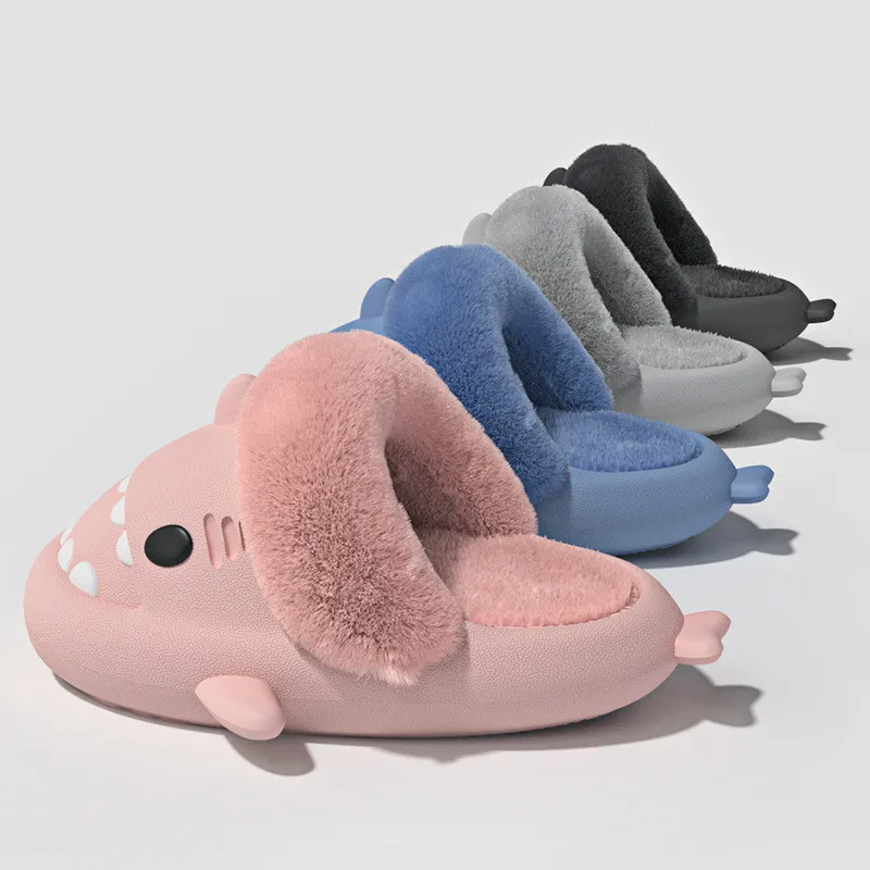 Shark Slippers - Detachable EVA Waterproof Plush Home Slides for Men & Women