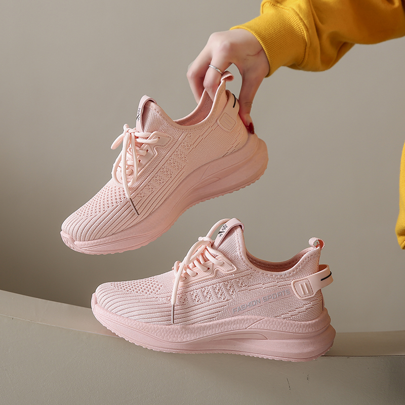 Spring Green Mesh Breathable Sneakers Sports Air Cushion Lace-up Flat Casual Shoes Women Outdoors Fashion Slip on Walking Shoes