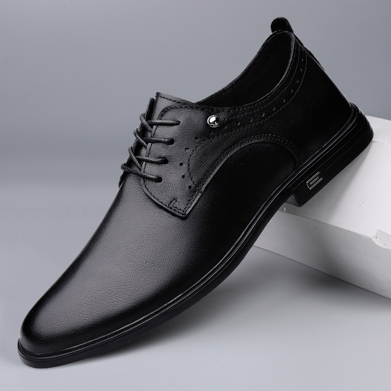 Men's Genuine Leather Oxford Shoes - Classic hot Lace-Up, Warm Winter Business Footwear