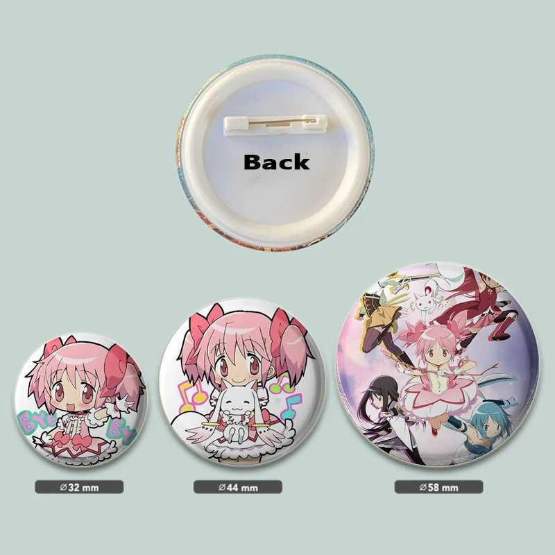 58mm Cute Anime Puella Magi Madoka Magica Figure Icon Badge Handmade Tinplate Brooch for Backpack Clothes Chest Ornament GiftsX240914