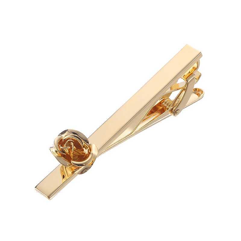 High quality romantic rose tie clip with brand new brass material design fashionable mens wedding accessories tie clipX240914