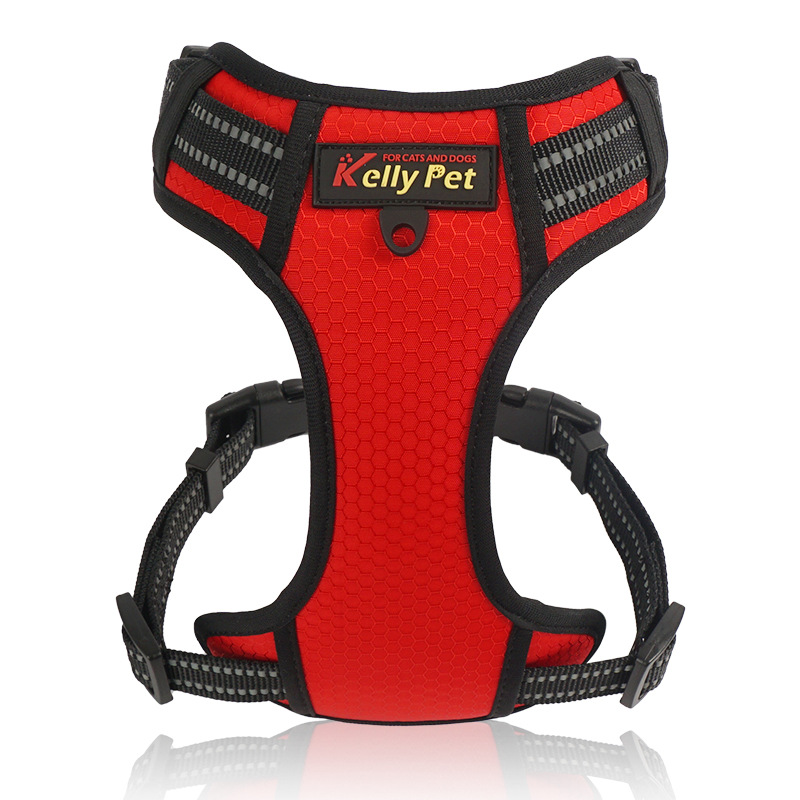 Adjustable Pet Harness Mesh Comfortable and Breathable Nylon Reflective Dog Harness, for Medium Large Dogs Running and Training