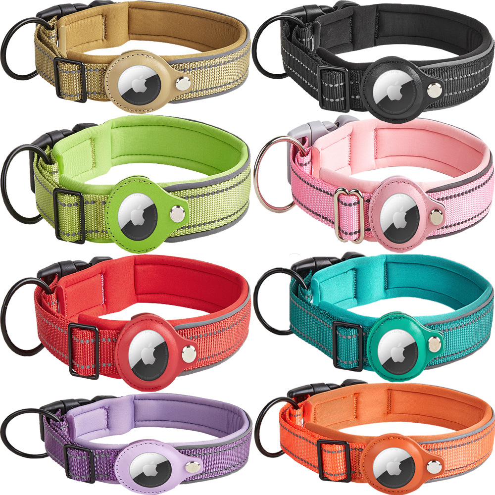 Adjustable Small Size Nylon Collar Adjustable Airtag Reflective Waterproof Pets featuring Animal Pattern Personalized Lace