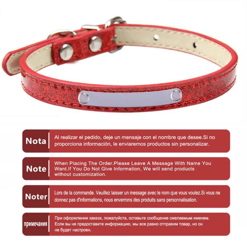 Bling Leather Cat Collar Personalized Name Collar for Cats Small Dog Puppy Necklace Kitten Accessories Nameplate Free Engraving