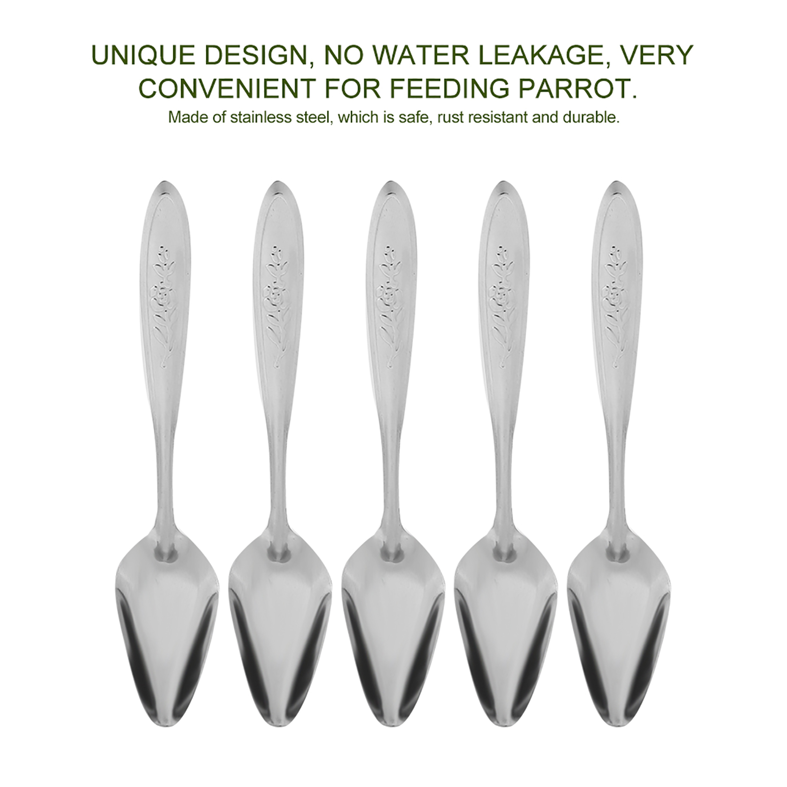 5Pcs Parrot's Milk Powder Stainless Steel Spoon For Pet Birds Feeding Spoons