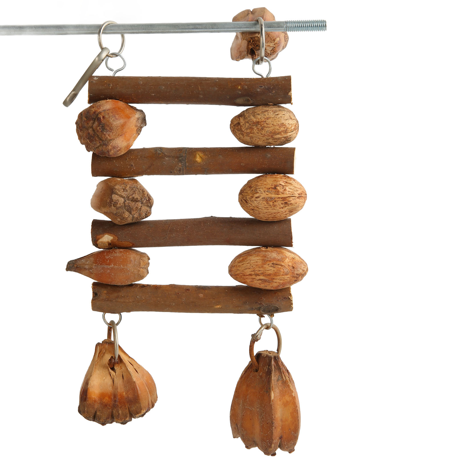 Bird Chew Toys Natural Logs Nuts Hand Crafted Parrot Cage Bite Toy For Macaw Lovebirds Parakeet Cockatiel