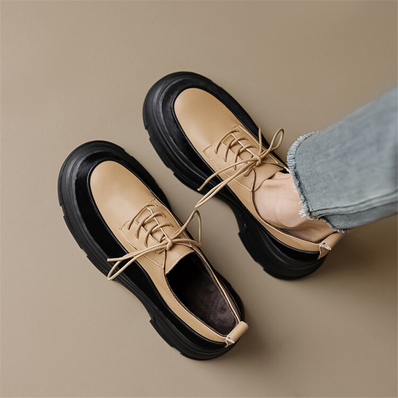 2025 new Horsehair Winter Sheepskin Loafers Round Toe Pumps Platform for Women Concise Ladies Shoes Mixed Color High Heels cf25