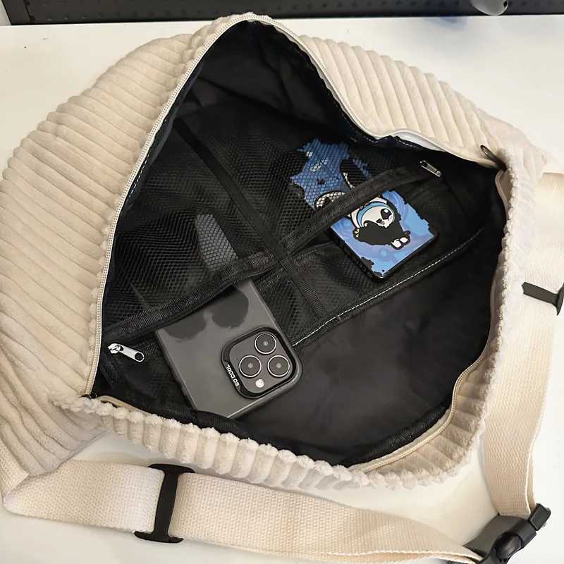 Large capacity waist bag womens shoulder cross body bag casual Fanny bag simple mobile wallet Corduroy waist bag womens banana bag Z250407