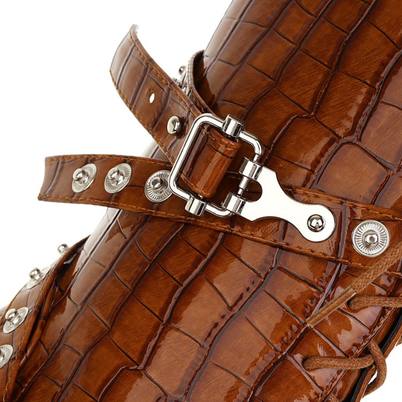 2022 Winter Rivet Veet ing Short Large 46 Vintage Knight Women's Ankle Boots 6cm Thick Heel Rock Club Female Shoes