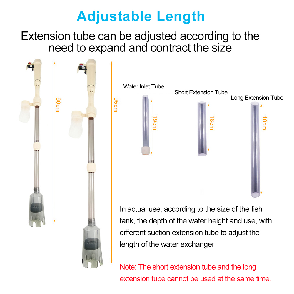 Electric Aquarium Gravel Cleaner Fish Tank Cleaning with Dual Power Supply for Efficient Cleaning and Water Changing 90 Degree