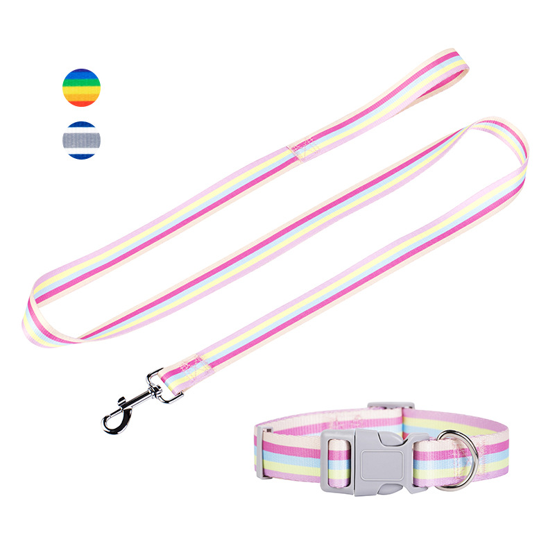 Macaron Color Pet Collar and Leash Set Small and Medium Dogs Adjustable Dog Collar and 150cm Dog Leash Dog Leash for Cats & Dogs
