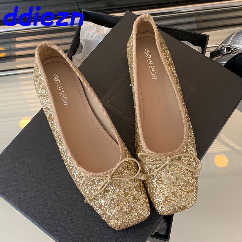 2025 new Fashion Golden Bg Footwear Designer Shallow Women Square Heel Female Slides Butterfly-Knot Ladies Heeled Pumps Shoes ef5e ed