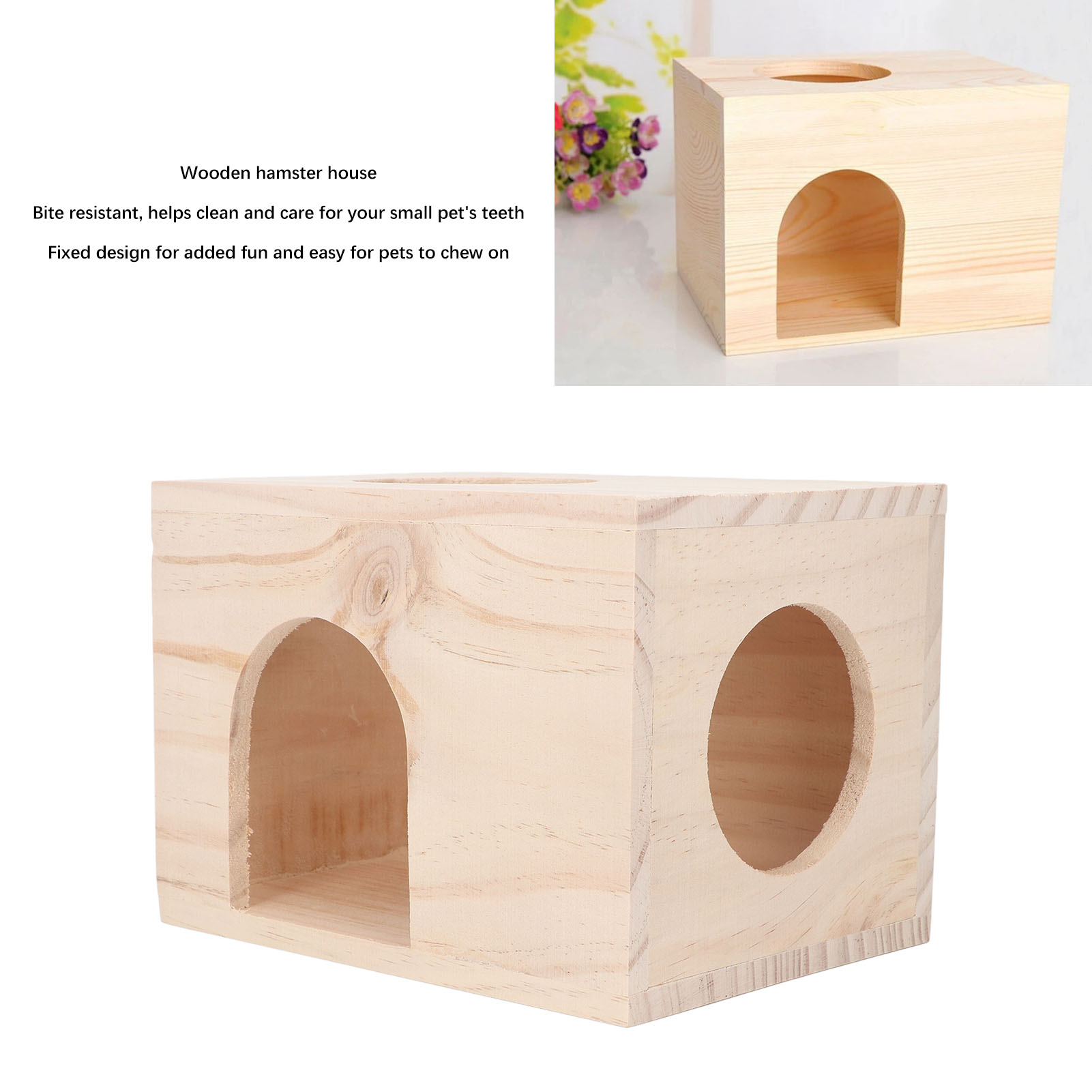 Small Animal Hideout House for Guinea Pigs, Tiny Wood House, Bite Resistance, Ventilated Eco Friendly