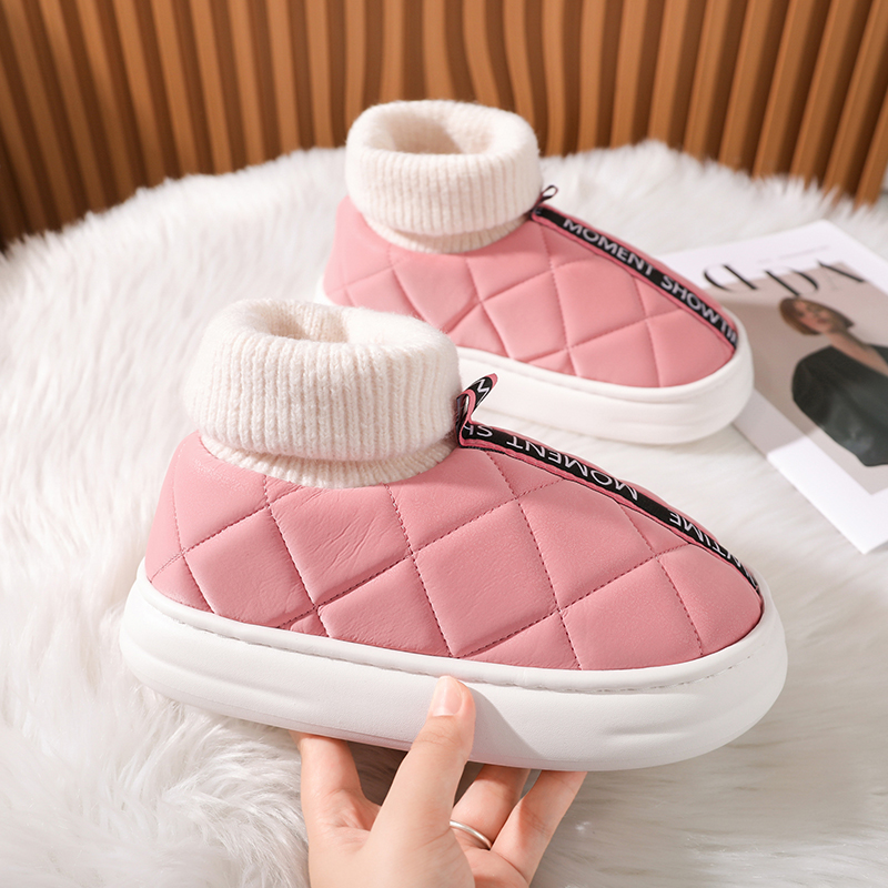 Winter Warm Men Women Snow Boots Cotton Plush Slippers Women Platform Ankle Boots Slip-on Sock Shoes Indoor Outdoor Warm Shoes