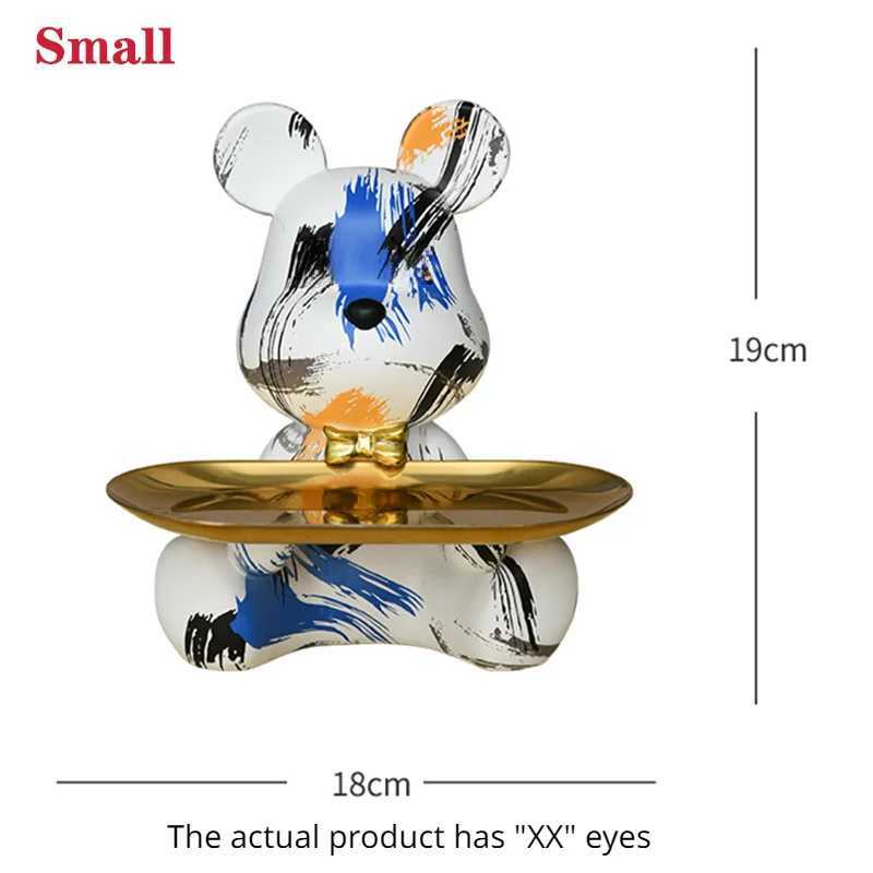 YuryFvna graffiti bear shaped hOMe decoration statue key storage rack modern roOM scULpture table decoration statue X240913