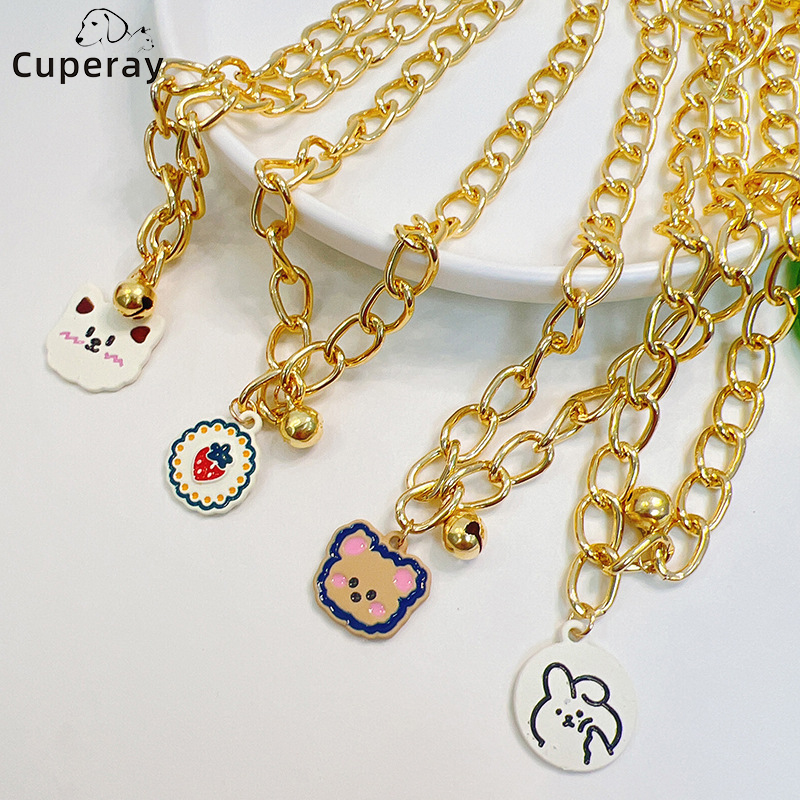 Cat Collar Necklace Adjustable Pet Collars with Cute Cartoon Pendant Puppy Collars Teddy Yorkshire Necklace Jewelry Accessories
