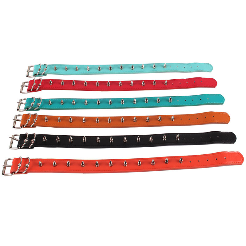 Spiked Studded Leather Dog Collar Rivet PU Leather Dog Collar for Pit Bull,Durable Leather Cat Collar for Small Medium Large Pet