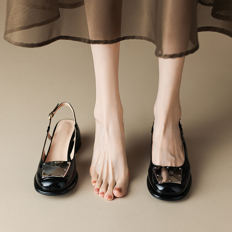 2025 new Sandals Women's Summer Comfortable Elegant Sgbac Black White Low Heels Pumps Female Mules Shoes Brand 1b77