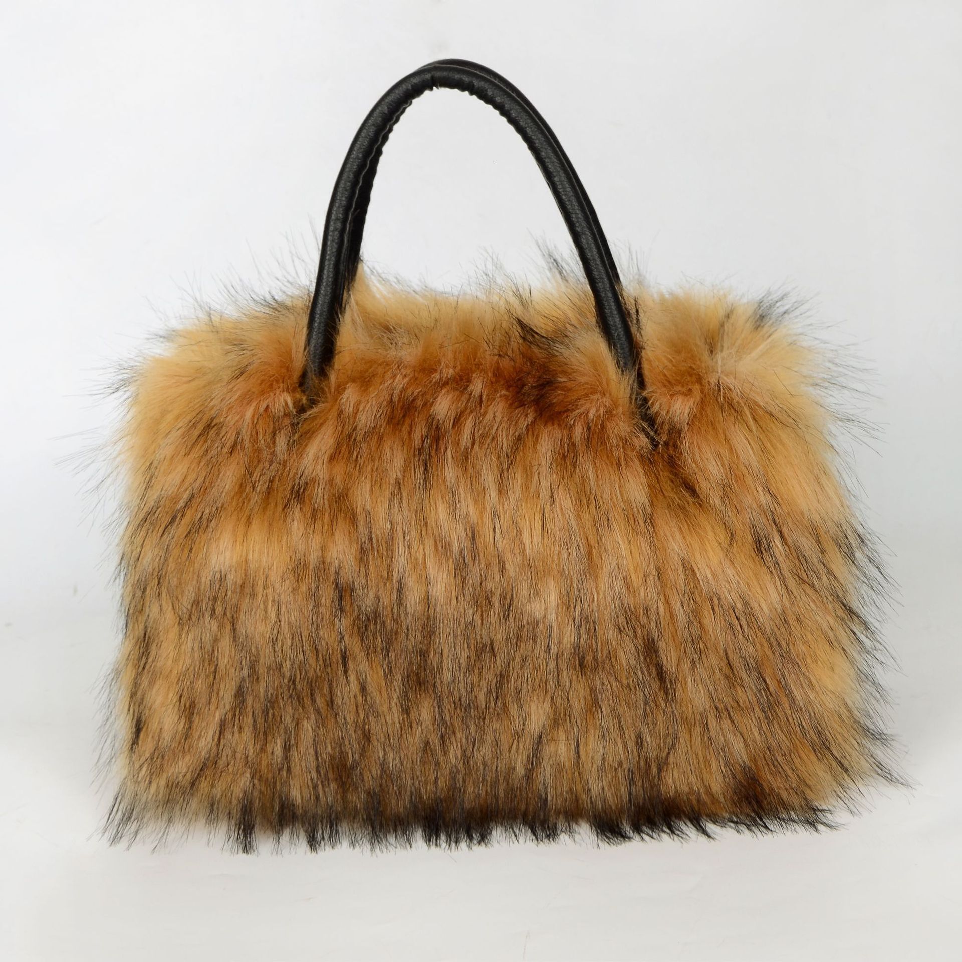Designer Hair 2025 New Light Luxury Fashion Raccoon Hair Handheld Shoulder Bag Plush Women's Imitation Leather Bag Tote Bag Women's Leisure 